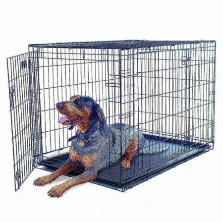 PET ADOBE Pet Adobe Double Door Folding Metal Crate 42-Inch with Divider, Plastic Leak-Proof Tray, Dogs, Large 702524KTP